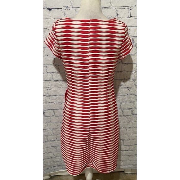 Shelby & Palmer Sheath Dress Pink & White Stripe Tie Ruched Waist Size Medium - Picture 3 of 6
